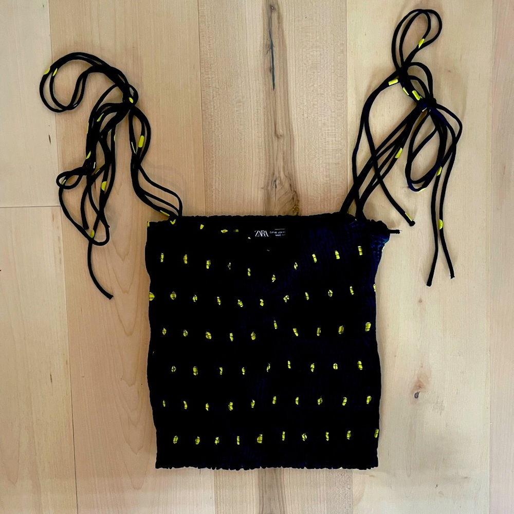 Zara tie shoulder seersucker tube top